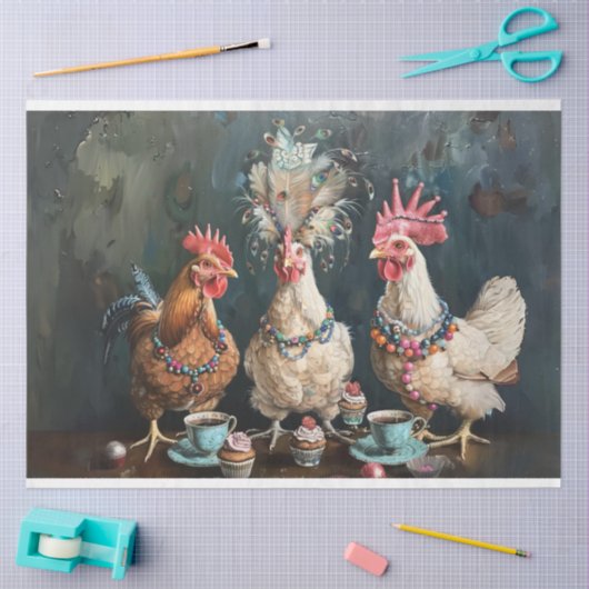  Kippen Thee Party Decoupage Tissuepapier (Craft)