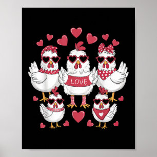 Kippen Valentijnsdag Love Valentijn Cute Hearts Poster