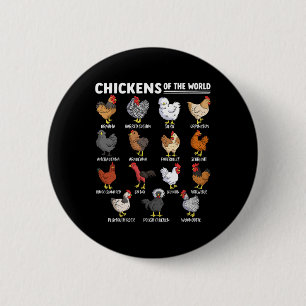Kippen Van De Wereld Boerderijdier Liefhebber Educ Ronde Button 5,7 Cm