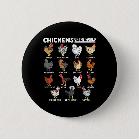 Kippen Van De Wereld Boerderijdier Liefhebber Educ Ronde Button 5,7 Cm (Voorkant)
