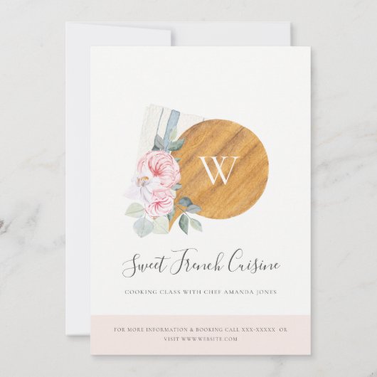 Kippen van Floral Bakkerij Kooking Klasse Uitnodig Bedankkaart (Achterkant)