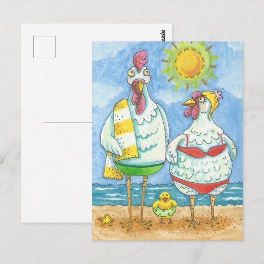 KIPPEN VAN HET ZEE, BRIEFKAART VAN GEZINDE CARTOON (Voorkant / Achterkant)