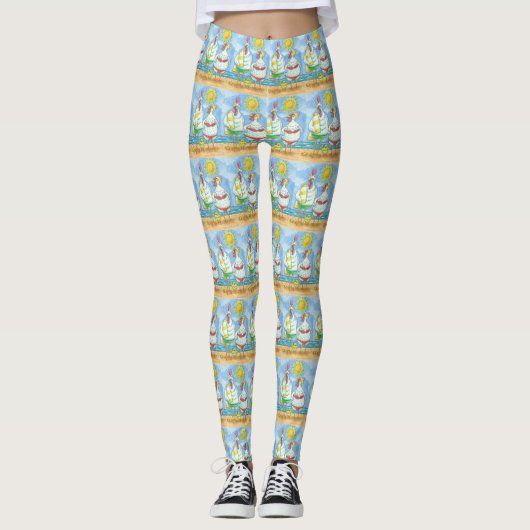 KIPPEN VAN HET ZEE, HAAN & HEN GRAPPIGE LEGGINGS (Voorkant)