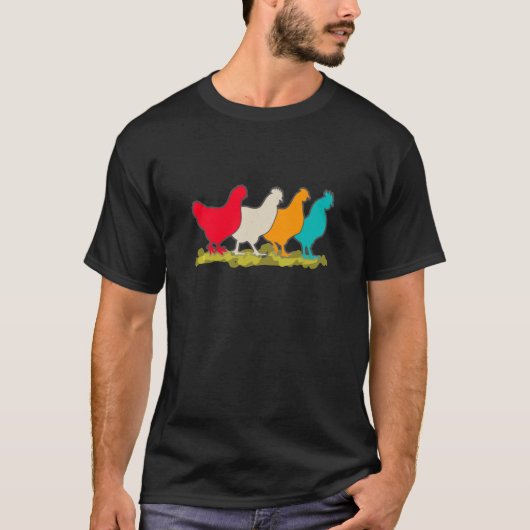 Kippen van verschillende kleuren t-shirt (Voorkant)