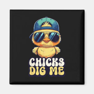 Kippen vinden me grappig door Chick Sungles Retro Magneet