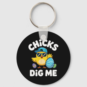 Kippen vinden me grappige Pasen jongen Cool Kip T- Sleutelhanger
