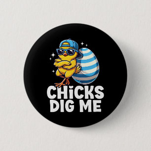 Kippen vinden me grappige Pasen Mannen Jongens Gel Ronde Button 5,7 Cm