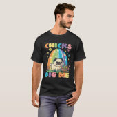 Kippen Vinden Me Mops Christelijk Pasen T-shirt (Voorkant volledig)