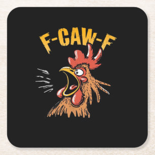 Kippen Vintage F-Caw-F Kip F-Caw-F Grappige Kip Ro Kartonnen Onderzetters