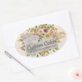 Kippen voor boter, bakkerij, keuken, siergoud ovale sticker (Envelop)