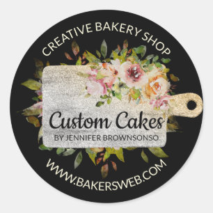 Kippen voor Butcher Bakery Kitchen Floral Bling Ronde Sticker