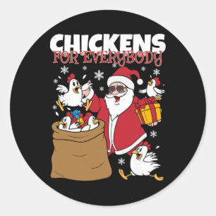 Kippen Voor Iedereen Grappig Kerst Kip Vrouw Ronde Sticker