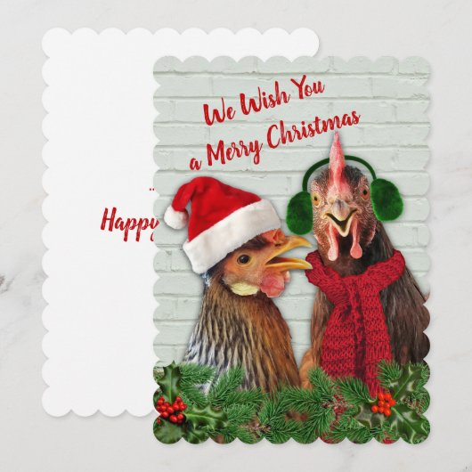 Kippen wensen u een vrolijk kerstfeest feestdagenkaart (Voorkant / Achterkant)