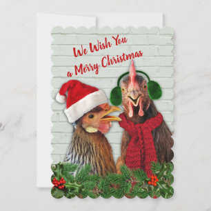 Kippen wensen u een vrolijk kerstfeest feestdagenkaart