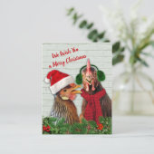 Kippen willen je een prettige kerst feestdagenkaart (Staand voorkant)