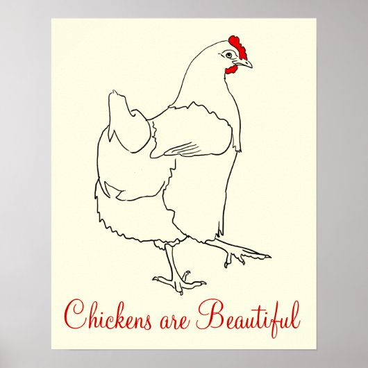 Kippen zijn mooie tekeningen van cute dier kunst poster (Voorkant)