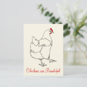 Kippen zijn prachtige Cute Dancing Hen Drawing Briefkaart (Staand voorkant)