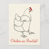 Kippen zijn prachtige Cute Dancing Hen Drawing Briefkaart (Voorkant)