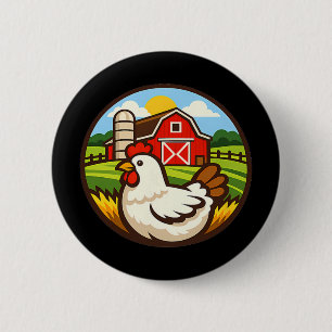 Kippenboerderij ontwerp kippen houder Rn landelijk Ronde Button 5,7 Cm