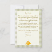 Kippenboerderijdieren grillig baby shower bedankkaart (Achterkant)