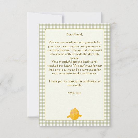 Kippenboerderijdieren grillig baby shower bedankkaart (Achterkant)