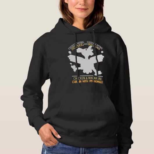 Kippenchilline met m hoodie (Voorkant)