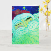 Kippende Kerstman Abstracte Kunst Kaart (Gele Bloem)