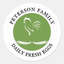 Kippeneierbedrijf levert kippenillustratie ronde sticker
