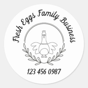 Kippeneierbedrijf Schattige Hen Black&White Ronde Sticker