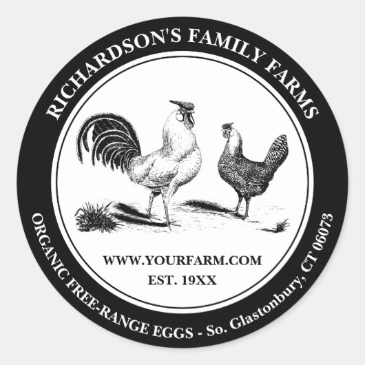 Kippeneieren Boerderij Ronde Sticker (Voorkant)