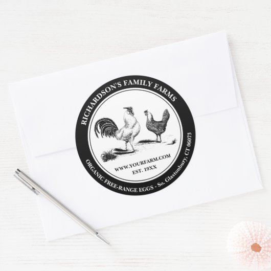 Kippeneieren Boerderij Ronde Sticker (Envelop)