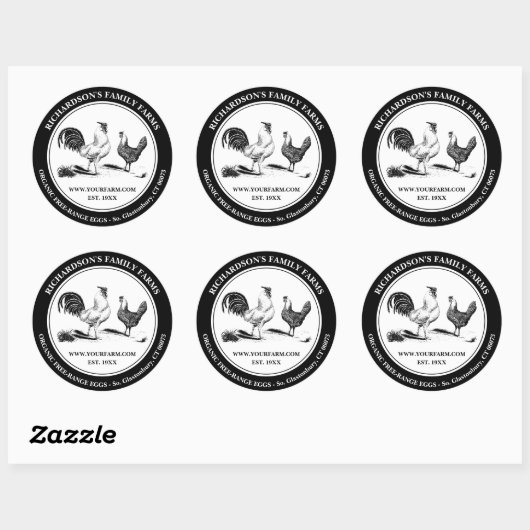 Kippeneieren Boerderij Ronde Sticker (Vel)