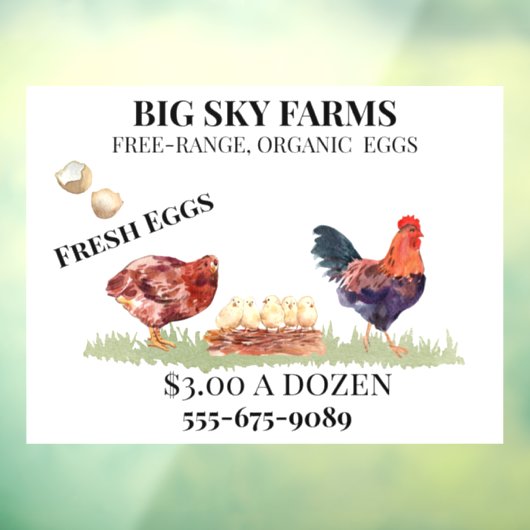 Kippeneieren Boerderij Waterverf te koop Raamsticker (Vel 3)