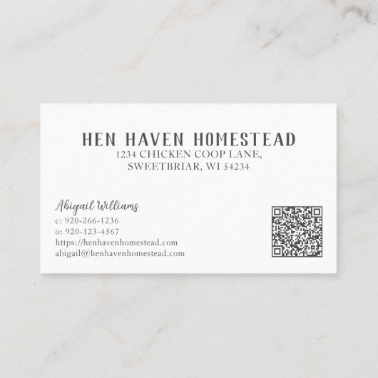 Kippeneieren QRCode-Visitekaartje Visitekaartje (Achterkant)