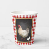 Kippeneieren Rood en Wit Land Gingham Papieren Bekers (Voorkant)