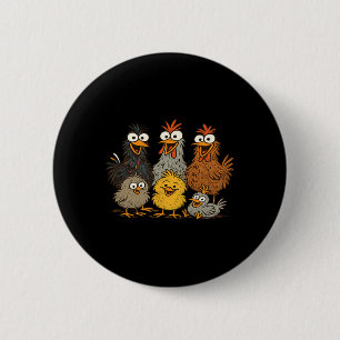 Kippenfamilie Hen Haan Kuikens Boerderij  Ronde Button 5,7 Cm
