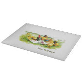 kippenfamilie. Snellerraad voor Pasen Snijplank (Hoek)