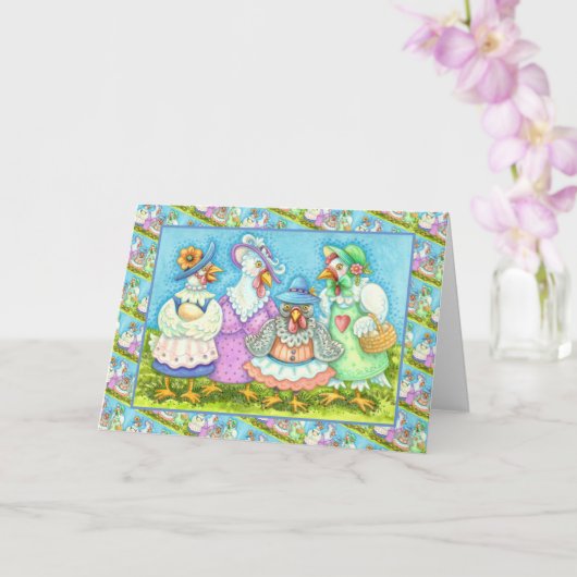 KIPPENFEEST, LAND GEVLEUGELDE VRIENDEN Blank Kaart (Orchidee)