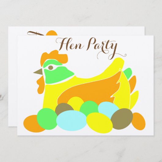 Kippenfeestje Kaart (Voorkant / Achterkant)