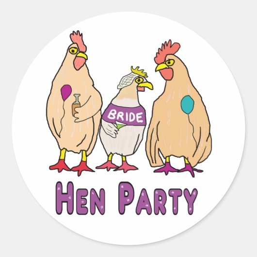 Kippenfeestje Ronde Sticker (Voorkant)