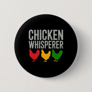 Kippenfluisteraar Boer Liefhebber Grappig Dierenli Ronde Button 5,7 Cm