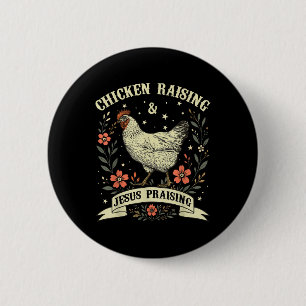 Kippenfokkerij &amp; Jezus prijst Christelijke Cro Ronde Button 5,7 Cm