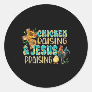 Kippenfokkerij &amp; Jezus prijst Christelijke ver Ronde Sticker