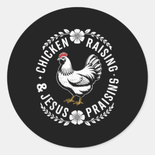 Kippenfokkerij & Kamp; Jezus prijst Funny Christi Ronde Sticker