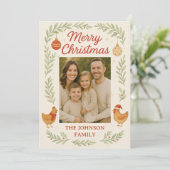 Kippenfoto aanpasbare kerstkaart (Staand voorkant)