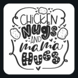 kippengooien en mammembranen vierkante sticker<br><div class="desc">kippenstift en mama knuffelt Funny Food Gift Square Sticker Classic Collectie.</div>