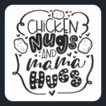 kippengooien en mammembranen vierkante sticker<br><div class="desc">kippenstift en mama knuffelt Funny Food Gift Square Sticker Classic Collectie.</div>