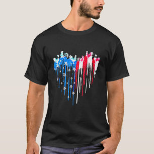 Kippenhart Amerikaanse Vlag 4 juli Boeren Pa T-shirt