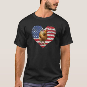 Kippenhart Amerikaanse Vlag 4 juli VS-Vlag T-shirt