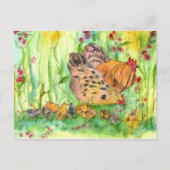 Kippenhoen Familie Vogel Waterverf Schilderij Briefkaart (Voorkant)